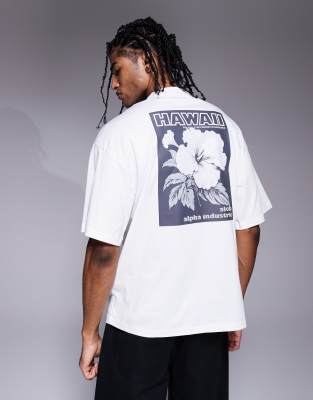 Alpha Industries Alpha t-shirt with flower back print in white