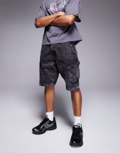 Alpha utility shorts in acid wash black - view 1