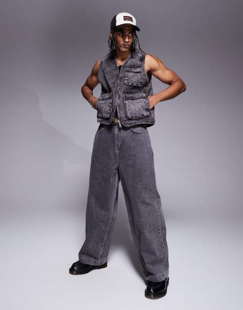 Alpha utlity vest and shorts in acid wash black - view 1
