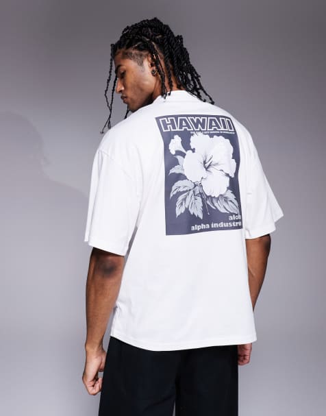 Alpha – Vit t-shirt med blomtryck baktill - view 1