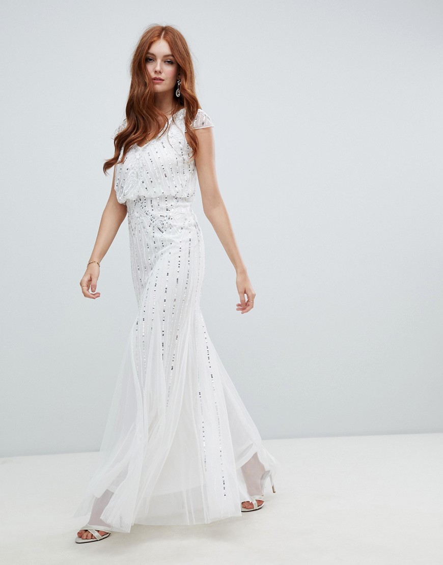 Amelia Rose 2-in-1 embellished wedding dress in ivory-White