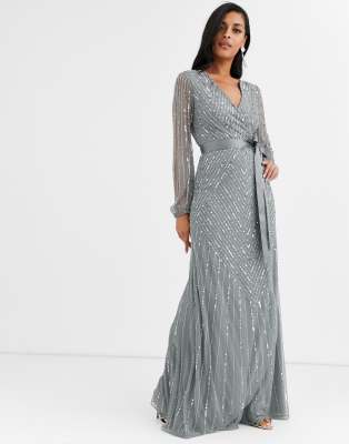 embellished maxi bridesmaid dress