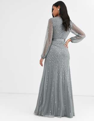 asos silver gown