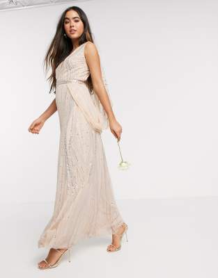 rose gold cape dress