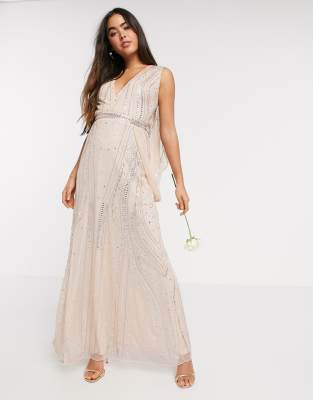 rose gold dress with cape