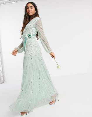 sage wrap maxi dress