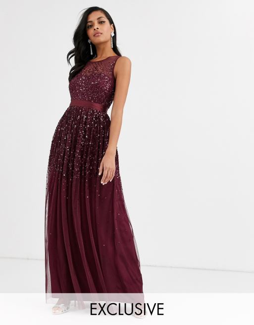 Amelia Rose bridesmaid  maxi dress  with scattered 