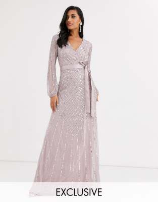 amelia rose embellished ombre sequin maxi dress with cami strap in berry