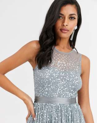 dark grey beaded dress