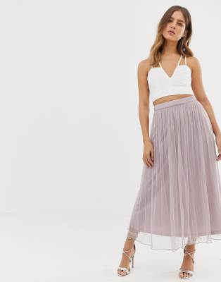 mauve tulle maxi skirt