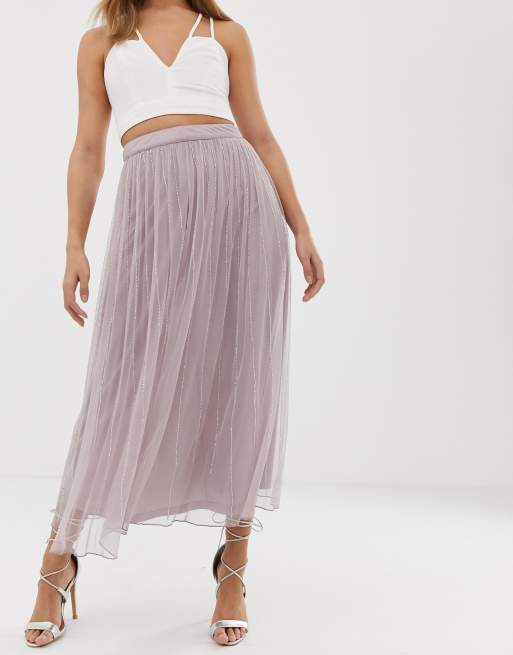 Mauve tulle 2025 maxi skirt