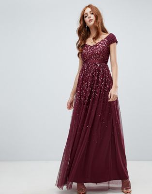 Amelia Rose - Ombre maxi-jurk met versiering en cami-bandjes in rood