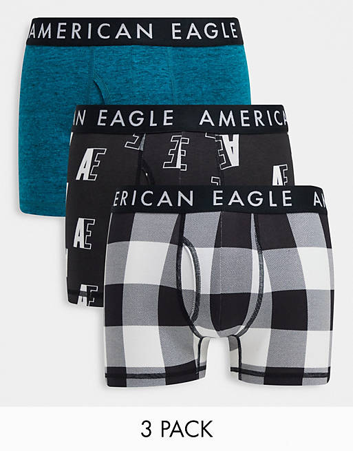 American Eagle 3pack trunks underwear in plain blue and black all