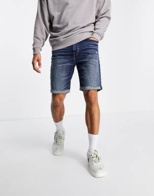 American Eagle – Abgeschnittene Jeansshorts in mittelblauer Vintage-Waschung