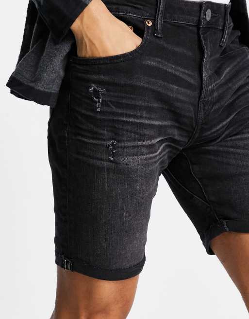 Black cuffed denim store shorts