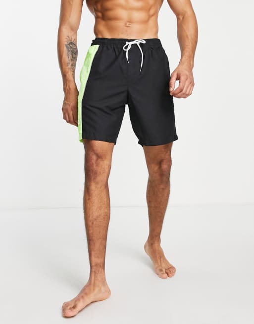 American Eagle – Badeshorts mit einfarbigen Einsätzen, 8 Zoll