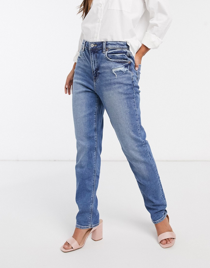 American Eagle - Blå klassiske mom-jeans i medium wash