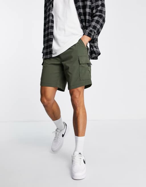 American Eagle – Cargo-Shorts zum Überziehen aus elastischem Nylon in Olivgrün mit Kordelzug in der Taille