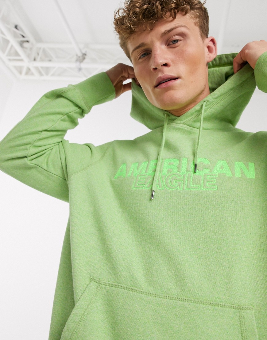 American Eagle chest logo hoodie in neon green