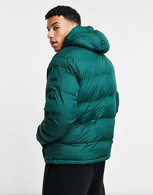 Eagle puffer jacket borg lined in green ASOS