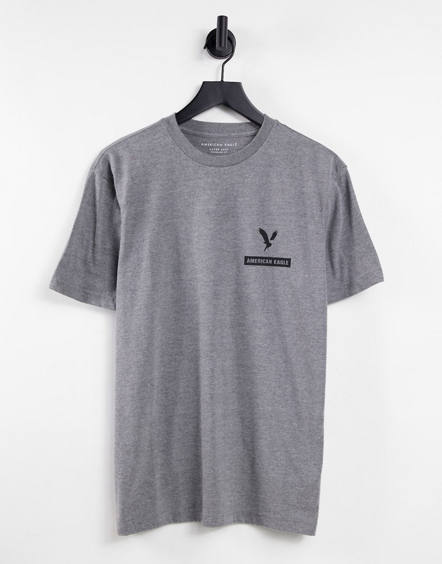 American Eagle - Core - T-shirt met adelaarslogo op de voorkant in gemêleerd grijs
