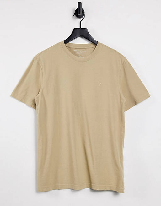 American Eagle crew neck short sleeve t-shirt in khaki with small eagle logo