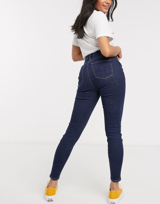 American Eagle Curvy Jeggings vita alta skinny lavaggio blu