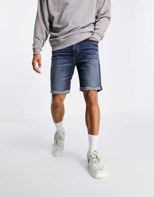 American Eagle cutoff cuffed denim shorts in mid vintage wash