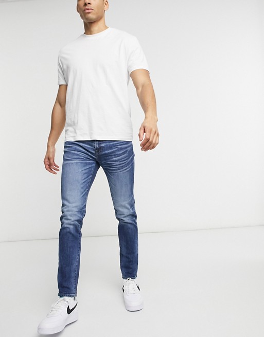 American Eagle dark clean skinny fit jeans in medium bright indigo