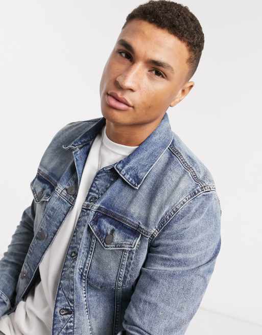 American Eagle denim trucker jacket in mid wash ASOS