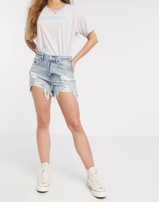 distressed denim boyfriend shorts