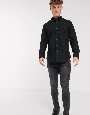 black slim fit oxford shirt