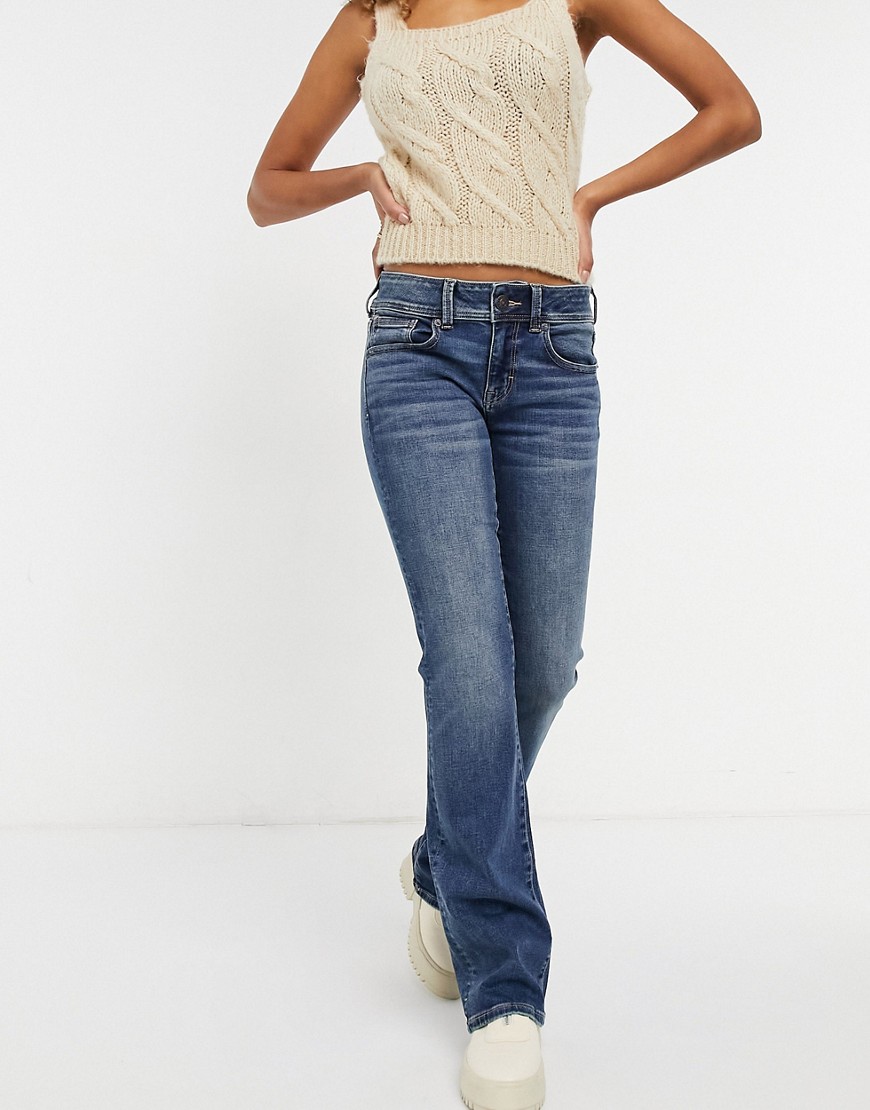 American Eagle - Flared jeans in blauw met donkere wassing