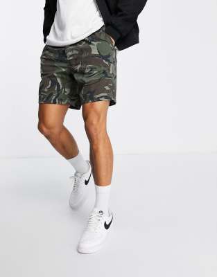 American Eagle flex nylon camo print drawstring trekker shorts in green - ASOS Price Checker