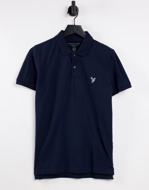 American Eagle – Granatowa koszulka polo o luźnym kroju z logo