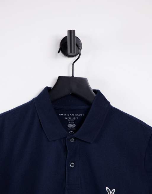 American Eagle – Granatowa koszulka polo o luźnym kroju z logo, 4 z 4