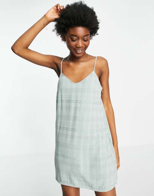 American Eagle - Grøn slip-kjole med stribet print