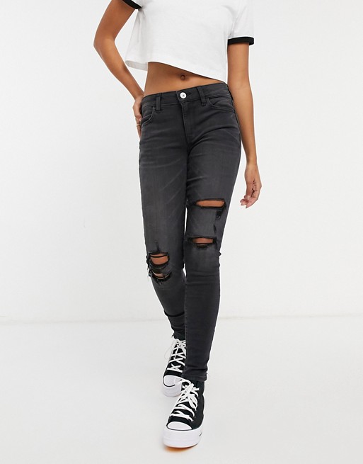 American Eagle high rise rip jegging in black