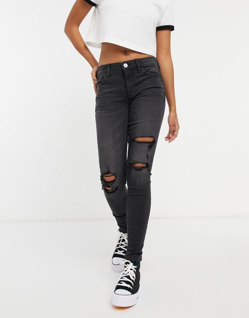 AMERICAN EAGLE black distressed Jeggings