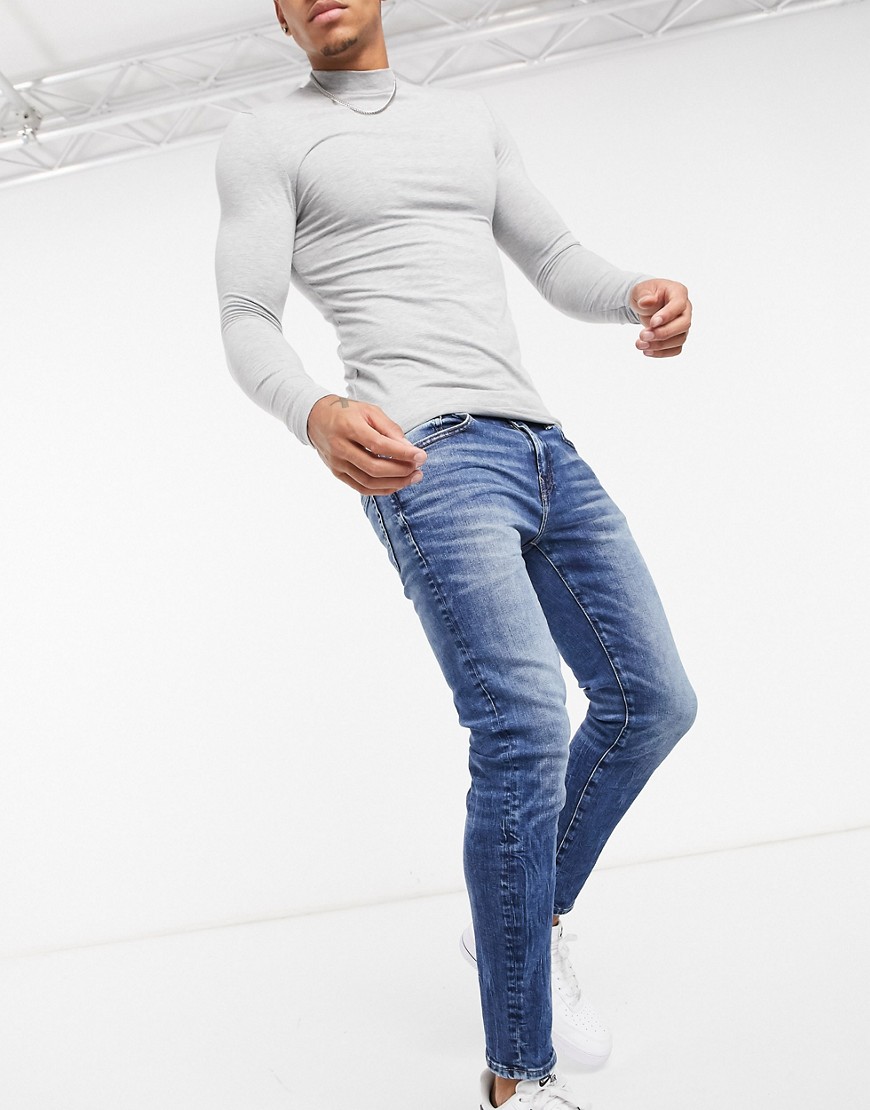 American Eagle - Hoogwater skinny jeans in met donkere Airflex wassing-Blauw