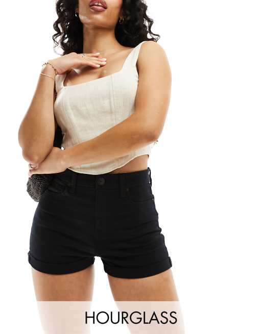 American Eagle - Hourglass - Denim short met hoge taille in zwart