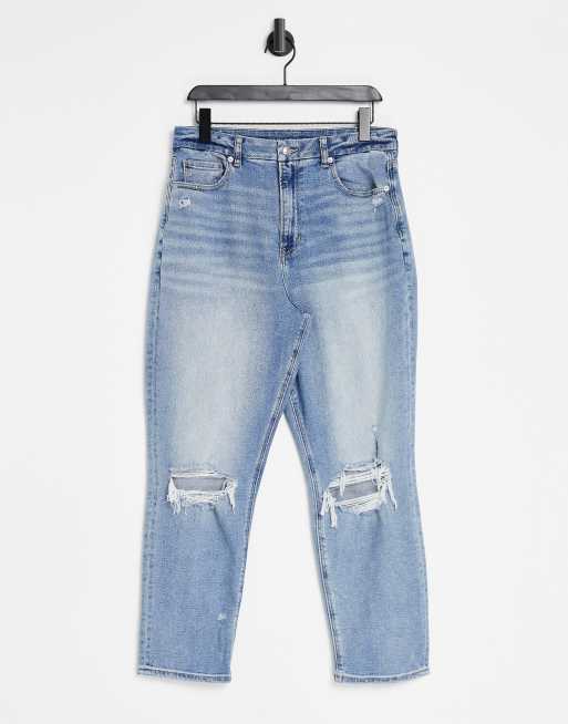 American Eagle hourglass mom jeans with distressed knees in light wash ...