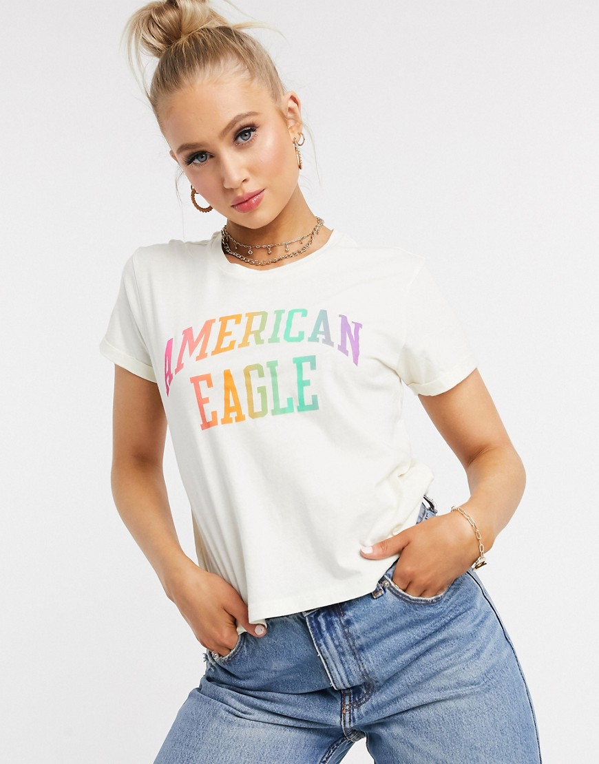 American Eagle - Hvid T-shirt med korte ærmer