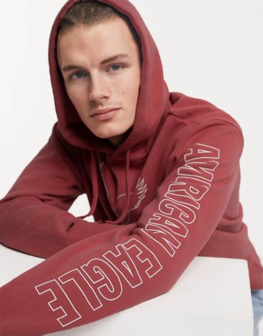 American Eagle Large Eagle Front Arm Logo Hoodie Sweatshirt In Pink Asos