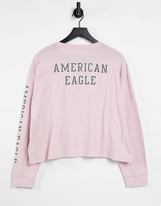 American Eagle logo long sleeve tee in purple