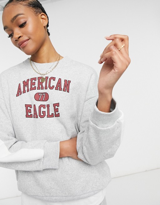 American Eagle logo sweater in grey