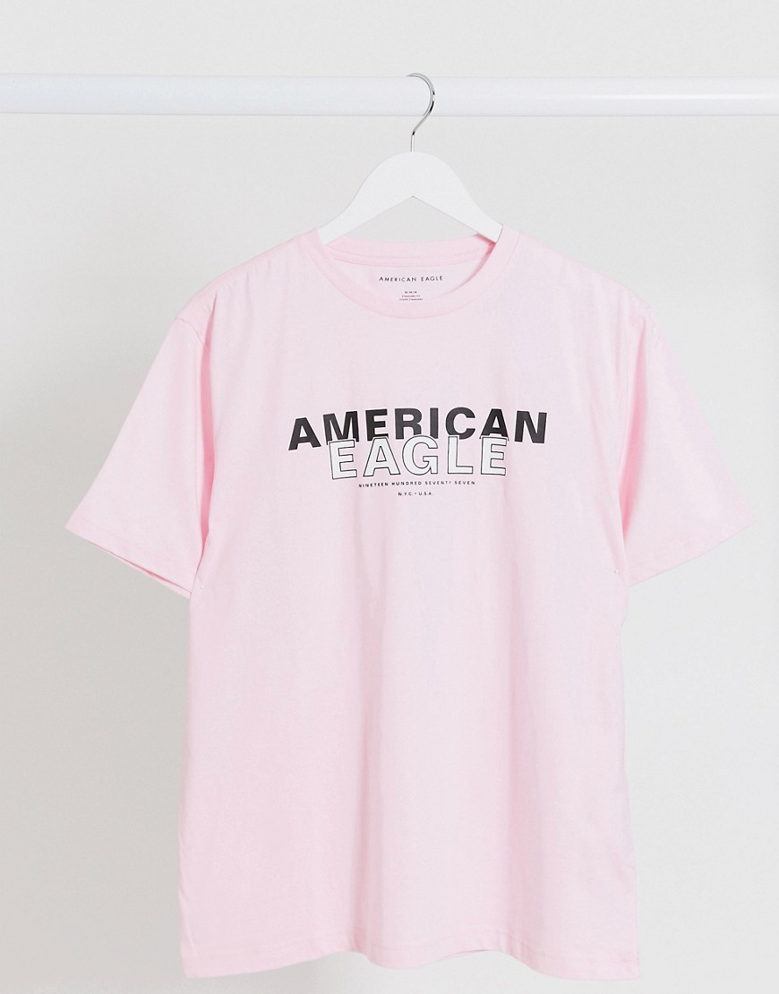 American Eagle - Lyserød t-shirt med stort logo-Pink