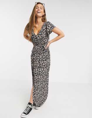 american eagle black floral dress