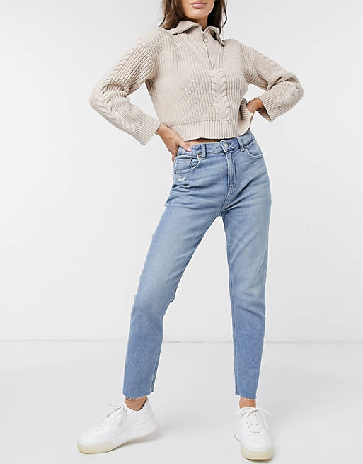 American Eagle mom jeans in mid wash blue