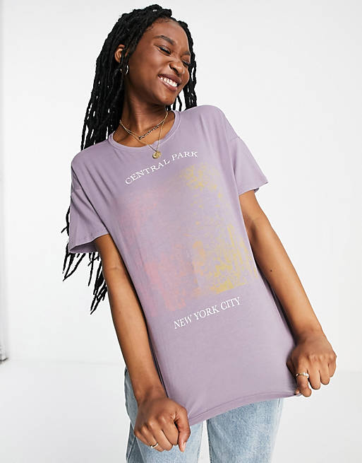 American Eagle New York diner oversized t-shirt in grey